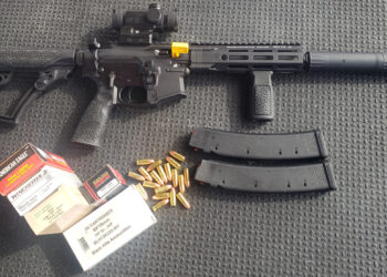 Daniel Defense’s compact and very ergonomic PCC in 9x19mm, with Vortex Spitfire Optic. (Dan Shea)