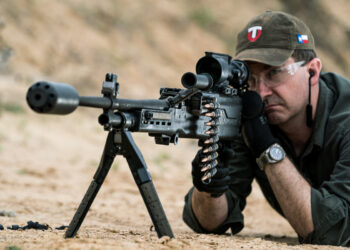 The True Velocity RM 338, features a simple, stable, snap-open bipod that stows under the forend and deploys with the pull of a lever under the barrel nut. (True Velocity)